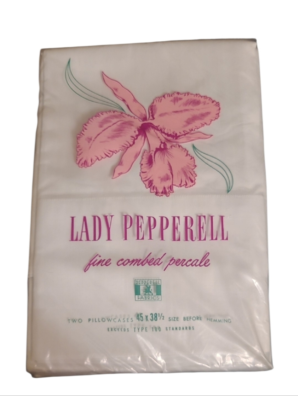 Pack Of 2 Vintage Lady Pepperell Fine Combed Percale White Pillowcases